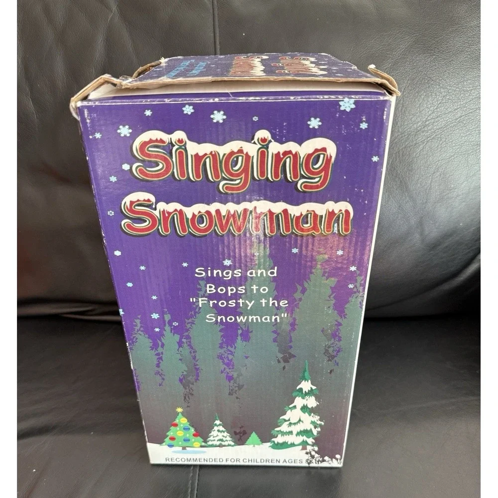 Vtg Rubber Singing Snowman Dances Bops to Frosty the Snowman w Box Christmas 11" - Picture 9 of 11